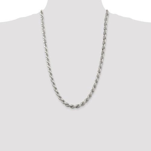 Sterling Silver 7mm Diamond-cut Polished 8 Sides Rope Chain - Seattle Gold Grillz