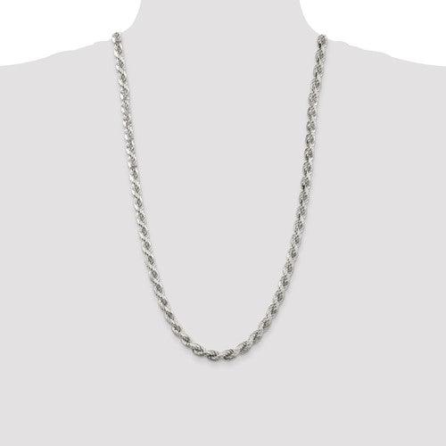 Sterling Silver 7mm Diamond-cut Polished 8 Sides Rope Chain - Seattle Gold Grillz