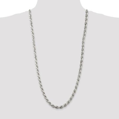 Sterling Silver 7mm Diamond-cut Polished 8 Sides Rope Chain - Seattle Gold Grillz