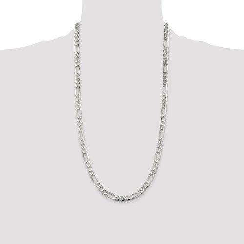 Sterling Silver 7mm Pave Flat Figaro Chain - Seattle Gold Grillz