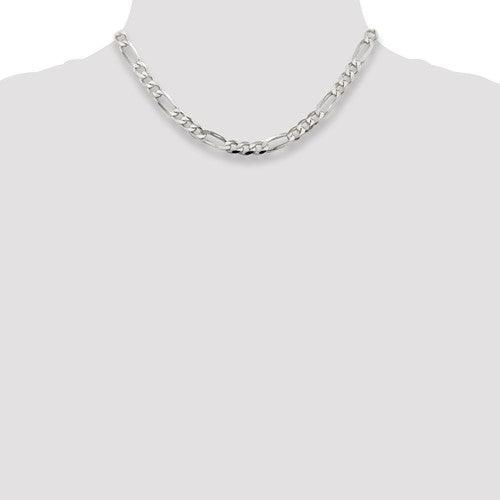 Sterling Silver 7mm Pave Flat Figaro Chain - Seattle Gold Grillz
