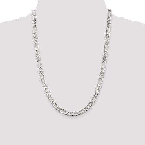 Sterling Silver 7mm Pave Flat Figaro Chain - Seattle Gold Grillz