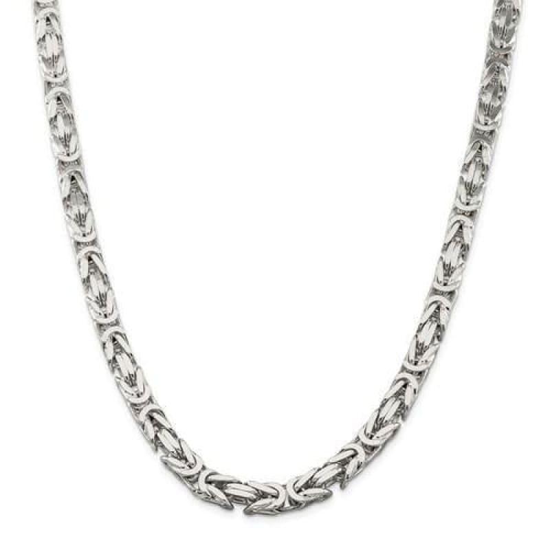 Sterling Silver 8.25mm Square Byzantine Chain - Seattle Gold Grillz