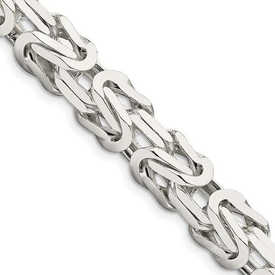 Sterling Silver 8.25mm Square Byzantine Chain - Seattle Gold Grillz