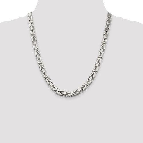 Sterling Silver 8.25mm Square Byzantine Chain - Seattle Gold Grillz