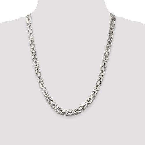 Sterling Silver 8.25mm Square Byzantine Chain - Seattle Gold Grillz