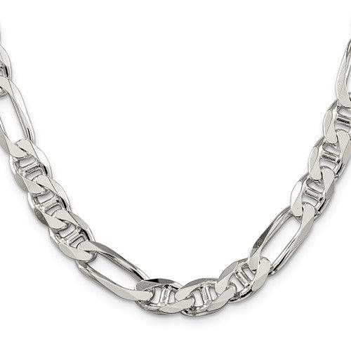 Sterling Silver 8.75mm Figaro Anchor Chain - Seattle Gold Grillz