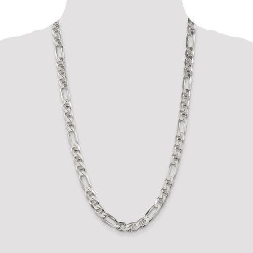 Sterling Silver 8.75mm Figaro Anchor Chain - Seattle Gold Grillz