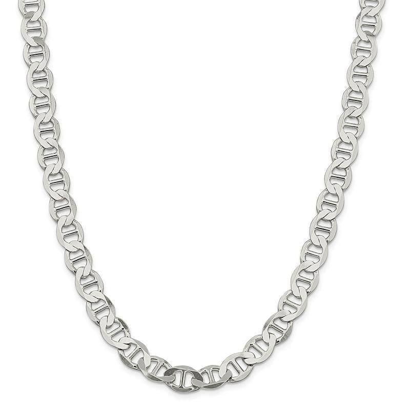 Sterling Silver 9.95mm Semi-Solid Flat Anchor Chain - Seattle Gold Grillz