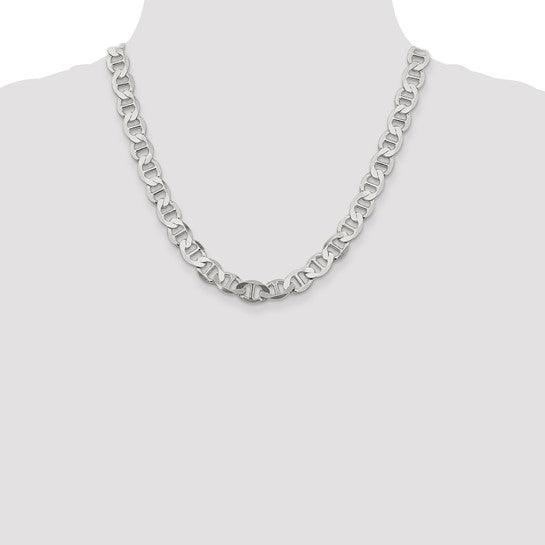 Sterling Silver 9.95mm Semi-Solid Flat Anchor Chain - Seattle Gold Grillz