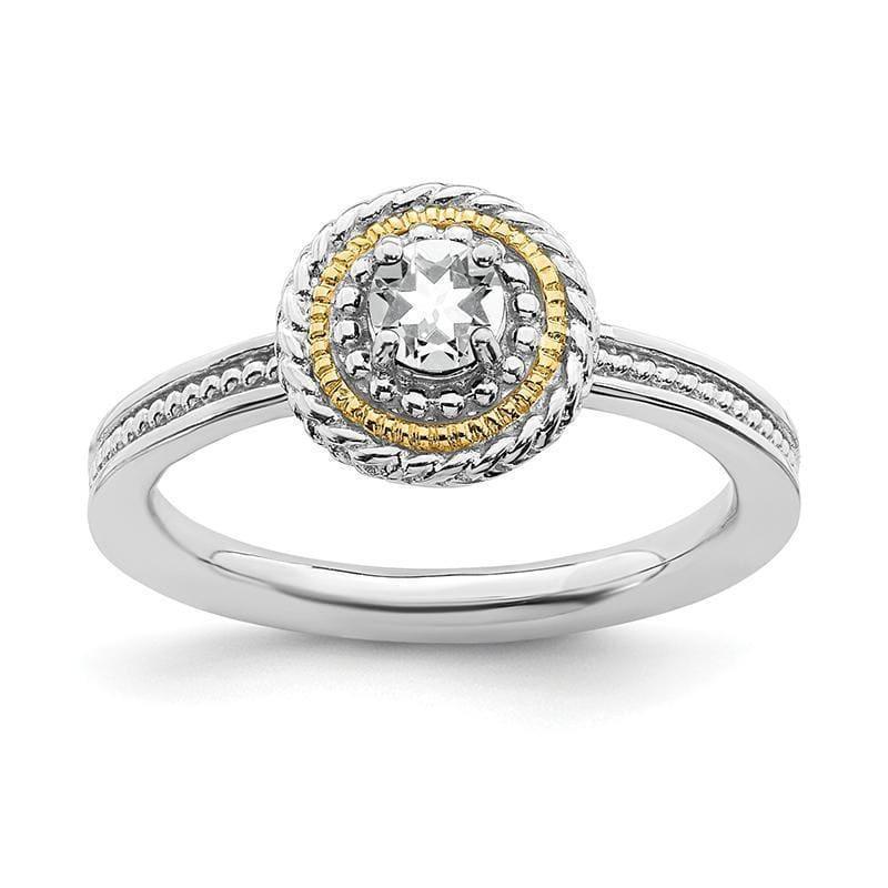 Sterling Silver & 14k Stackable Expressions White Topaz Ring - Seattle Gold Grillz
