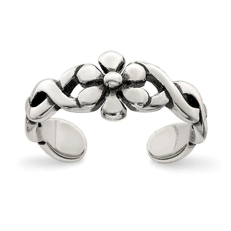 Sterling Silver Antiqued Floral Toe Ring - Seattle Gold Grillz