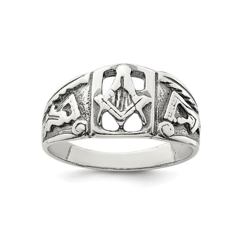 Sterling Silver Antiqued Masonic Ring - Seattle Gold Grillz