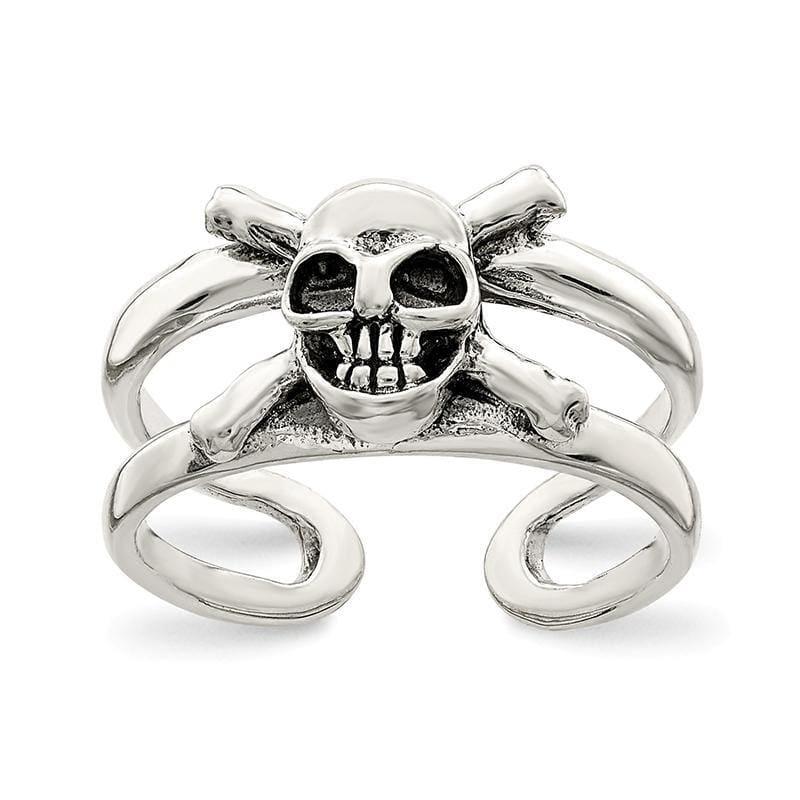 Sterling Silver Antiqued Skull Toe Ring - Seattle Gold Grillz