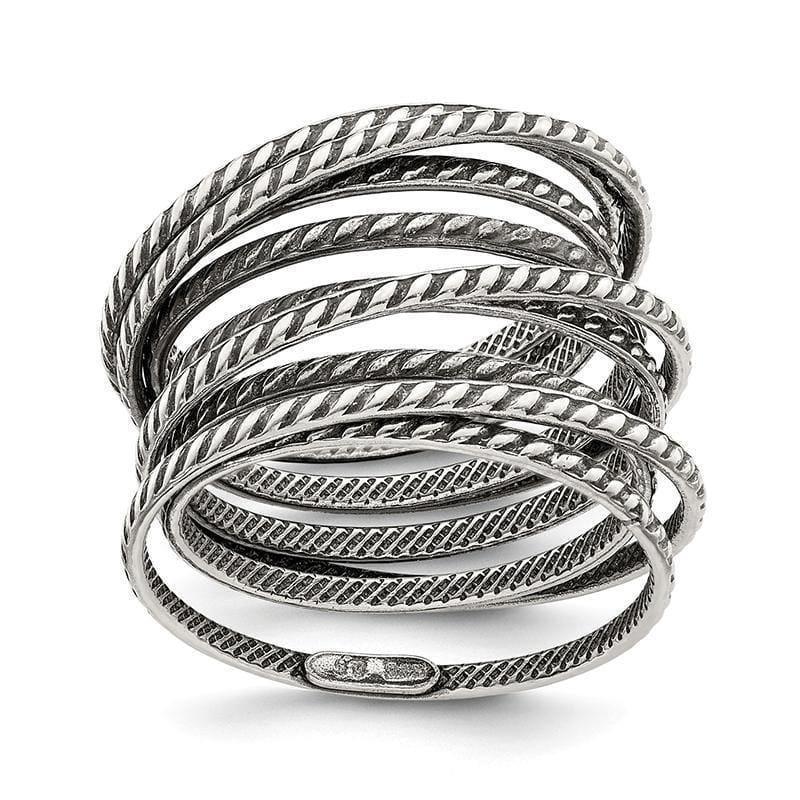Sterling Silver Antiqued Textured One Piece Spring Ring - Seattle Gold Grillz