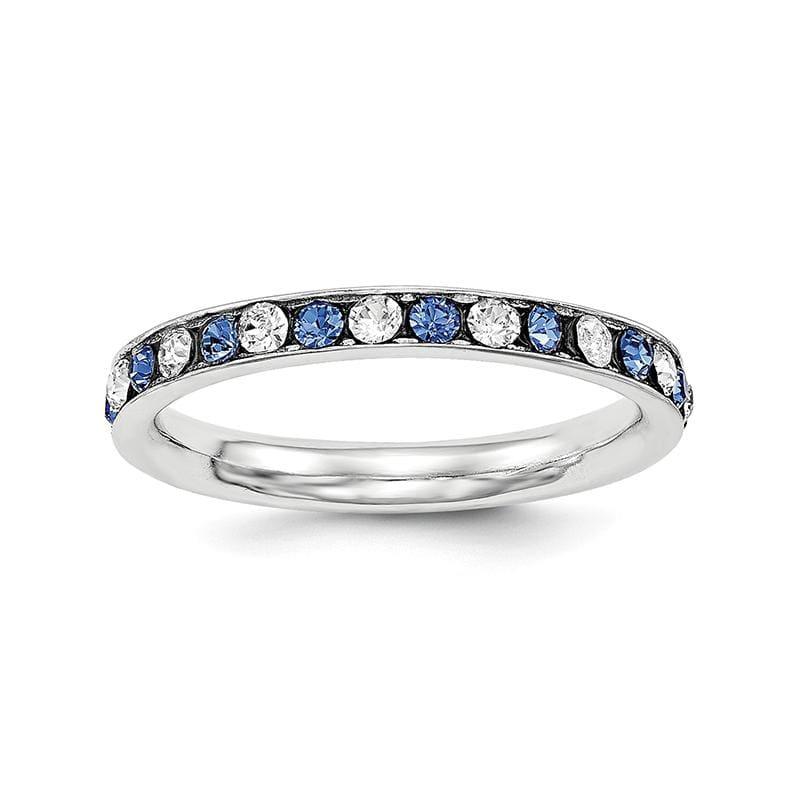 Sterling Silver Blue & White CZ Eternity Band - Seattle Gold Grillz