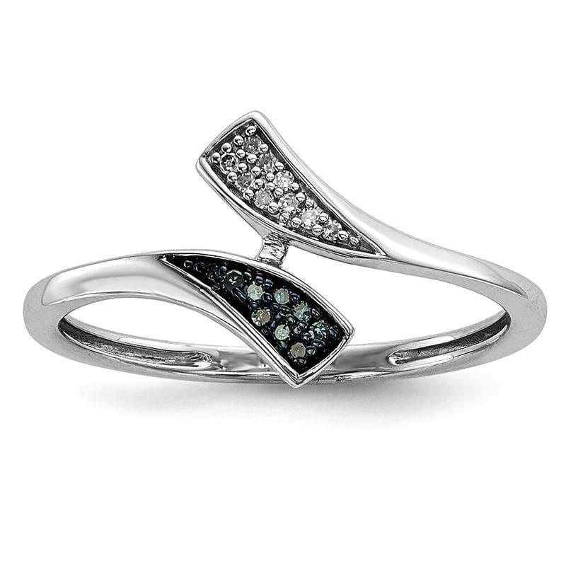 Sterling Silver Blue and White Diamond Ring - Seattle Gold Grillz
