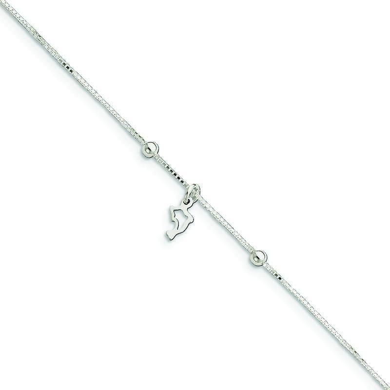 Sterling Silver Box Chain with Dolphin Anklet - Seattle Gold Grillz