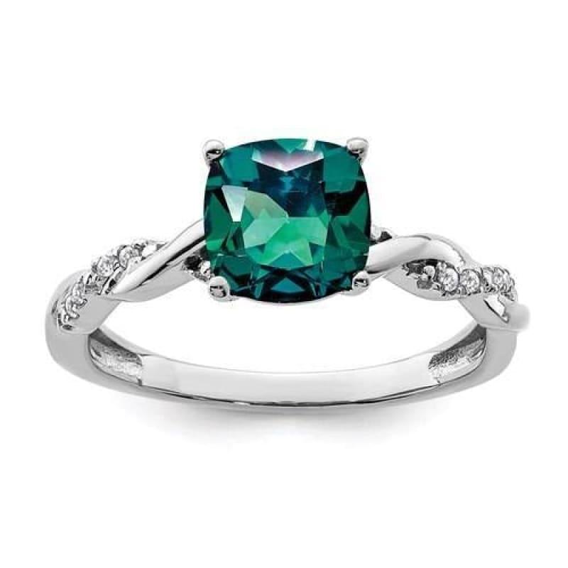 Sterling Silver Created Alexandrite And Diamond Ring - Seattle Gold Grillz