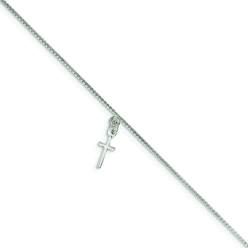 Sterling Silver Cross Anklet | Weight: 1.51 grams, Length: 9mm, Width: mm - Seattle Gold Grillz