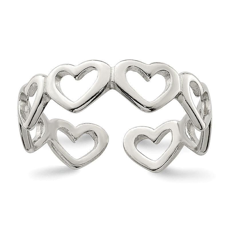 Sterling Silver Cut-out Hearts Toe Ring - Seattle Gold Grillz
