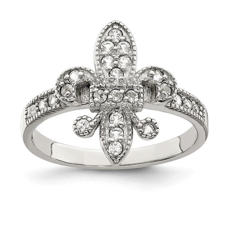 Sterling Silver CZ Fleur-de-lis Ring - Seattle Gold Grillz