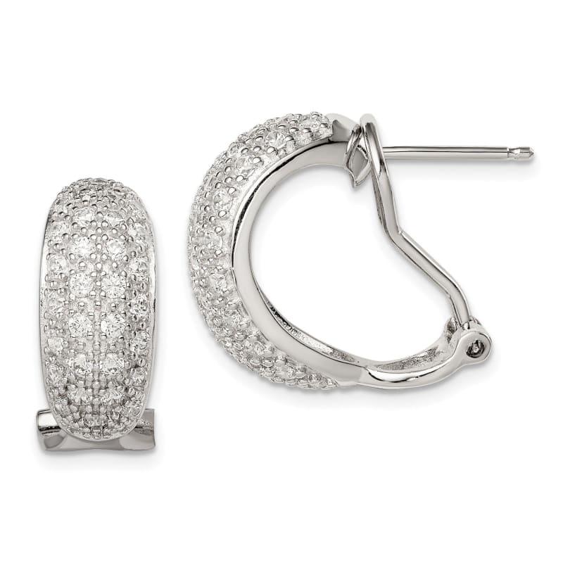 Sterling Silver CZ Omega Back Earrings - Seattle Gold Grillz