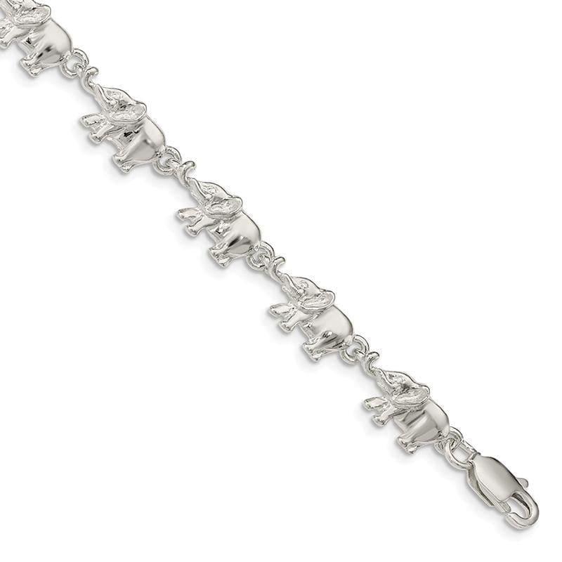 Sterling Silver Elephants Bracelet | Weight: 8.8 grams, Length: 7mm, Width: 7mm - Seattle Gold Grillz