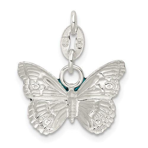 Sterling Silver Enameled Butterfly Charm - Seattle Gold Grillz
