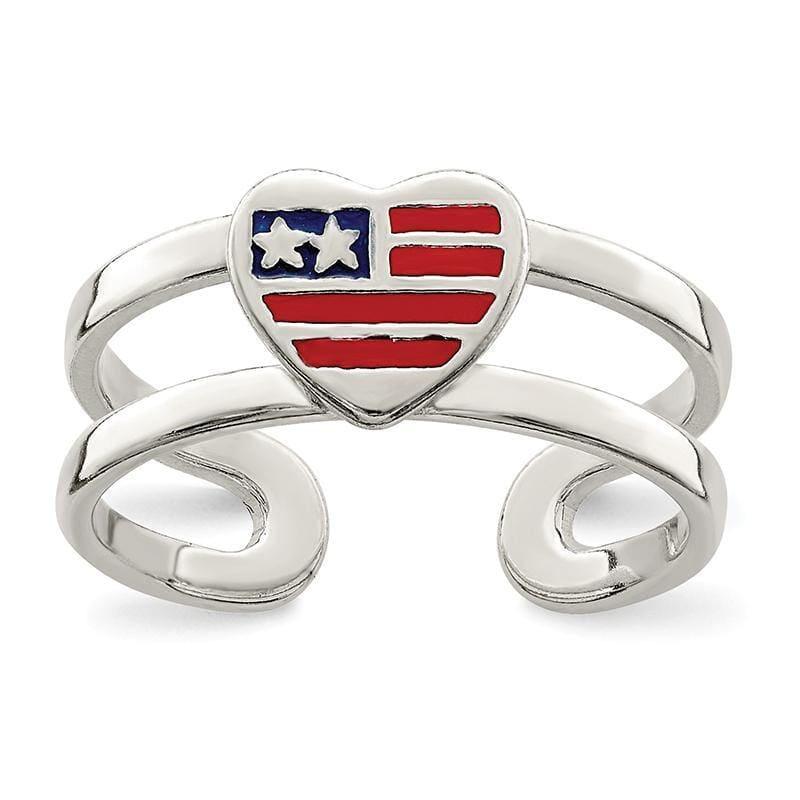Sterling Silver Enameled Flag Heart Toe Ring - Seattle Gold Grillz