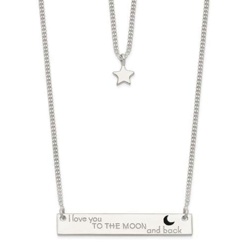 Sterling Silver Enameled Moon & Back 2-Strand 16 Bar Necklace - Seattle Gold Grillz