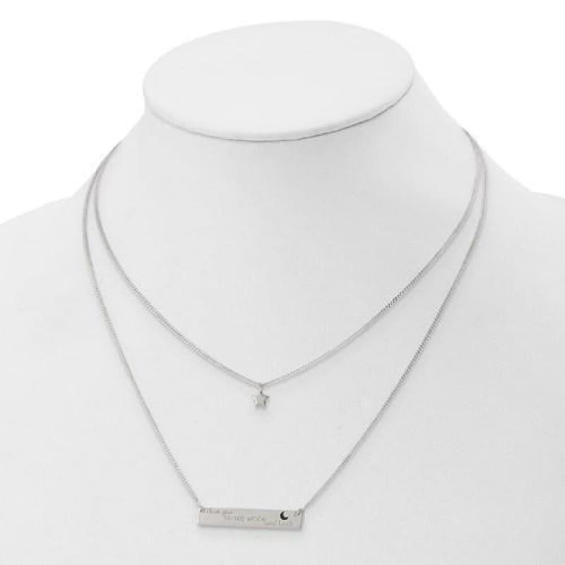 Sterling Silver Enameled Moon & Back 2-Strand 16 Bar Necklace - Seattle Gold Grillz