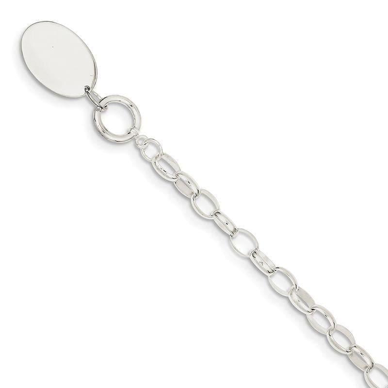 Sterling Silver Fancy Oval Disc Bracelet | Weight: 8.9 grams, Length: 14mm, Width: 21mm - Seattle Gold Grillz