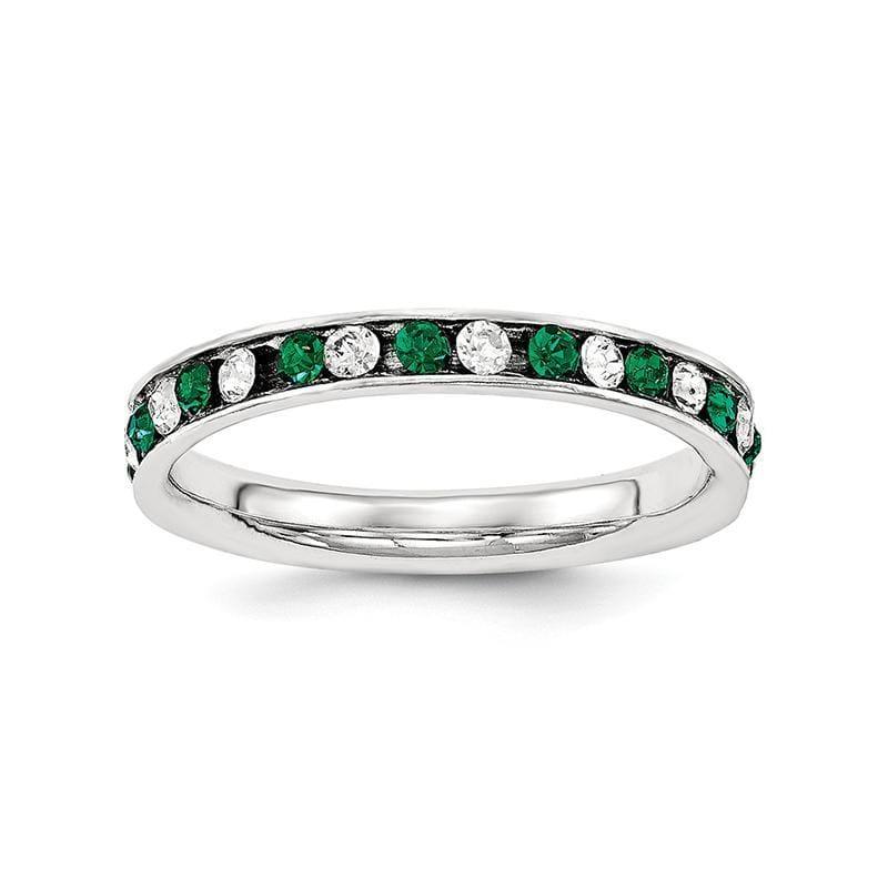 Sterling Silver Green & White CZ Eternity Band - Seattle Gold Grillz
