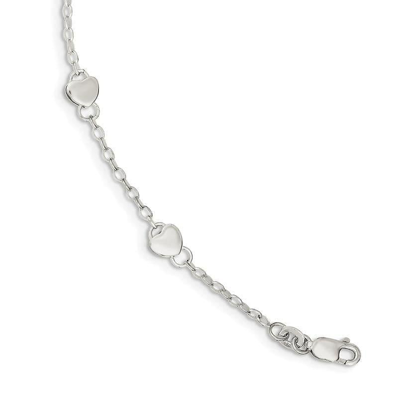 Sterling Silver Heart Childs Bracelet | Weight: 2.03 grams, Length: 6mm, Width: mm - Seattle Gold Grillz