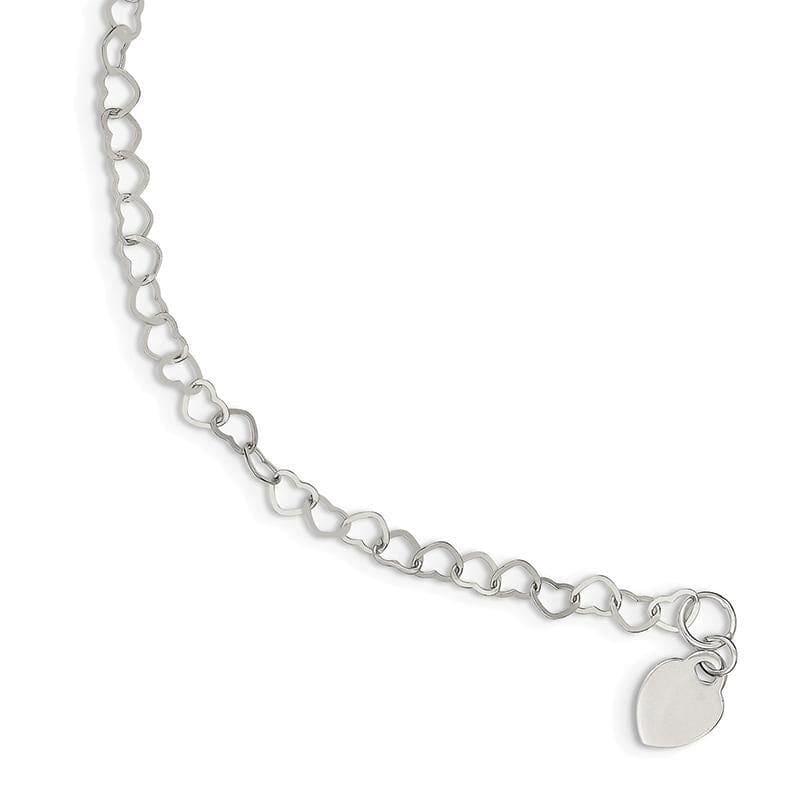 Sterling Silver Heart Link Childs Bracelet | Weight: 1.57 grams, Length: 6mm, Width: 8mm - Seattle Gold Grillz