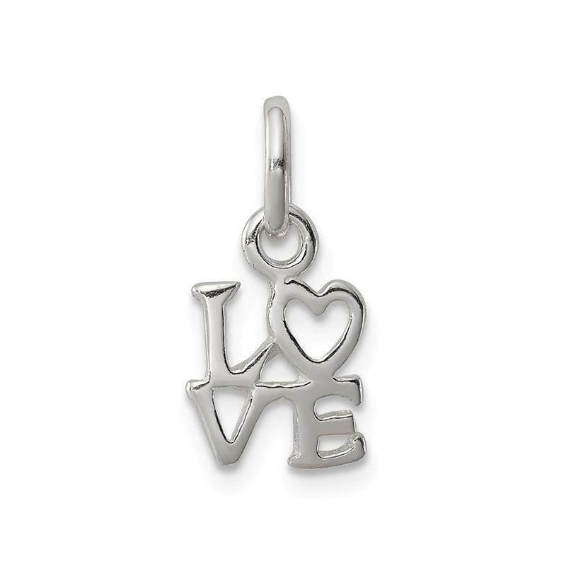 Sterling Silver Love Charm | Weight: 0.39 grams, Length: 18mm, Width: 10mm - Seattle Gold Grillz