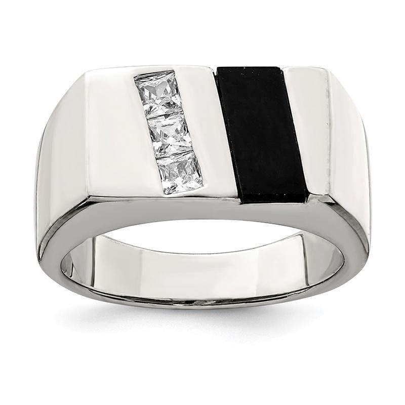 Sterling Silver Men's CZ & Onyx Ring - Seattle Gold Grillz