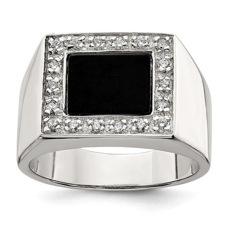 Sterling Silver Men's CZ & Onyx Ring - Seattle Gold Grillz