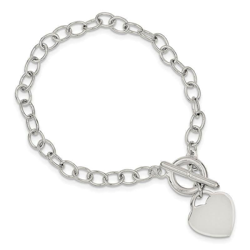 Sterling Silver Oval Link Heart Bracelet - Seattle Gold Grillz
