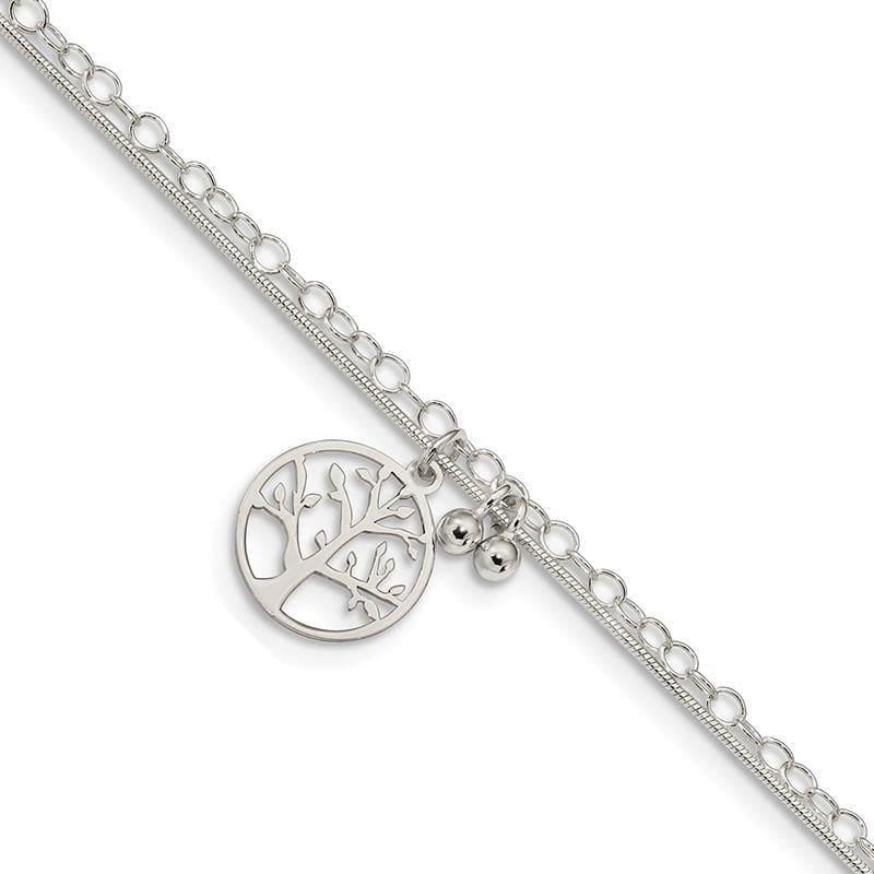 Sterling Silver Polished 2-strand Tree 7.5in Bracelet | Weight: 2.7 grams, Length: 7.5mm, Width: mm - Seattle Gold Grillz