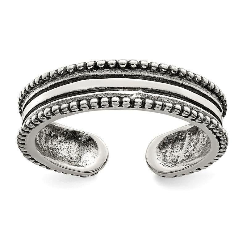 Sterling Silver Polished and Antiqued Adjustable Ring - Seattle Gold Grillz