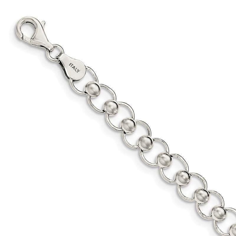 Sterling Silver Polished Beaded Bracelet | Weight: 6.25 grams, Length: 7.5mm, Width: mm - Seattle Gold Grillz