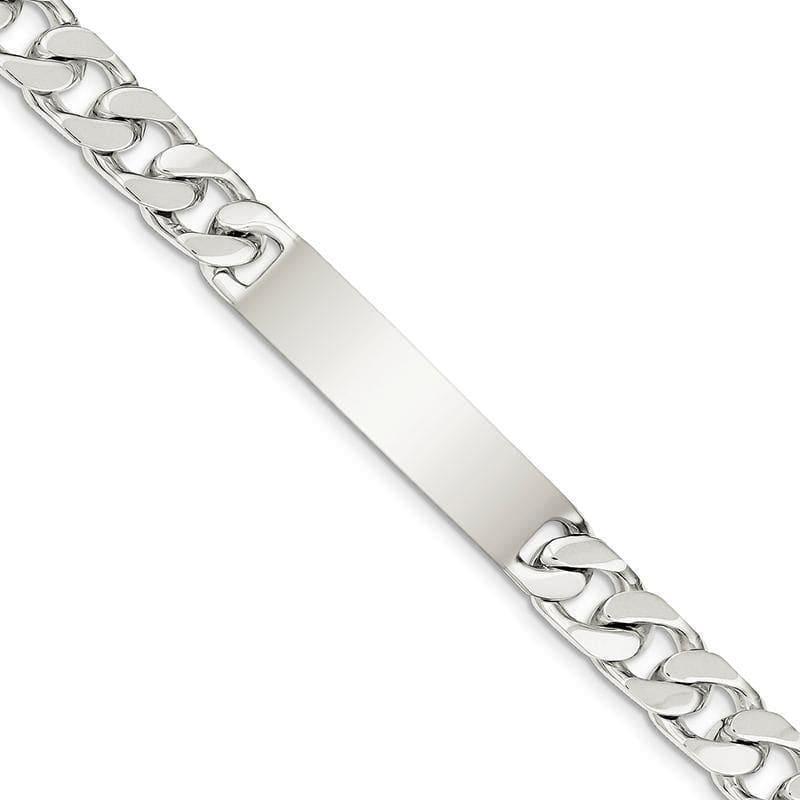 Sterling Silver Polished Engraveable Curb Link ID Bracelet - Seattle Gold Grillz