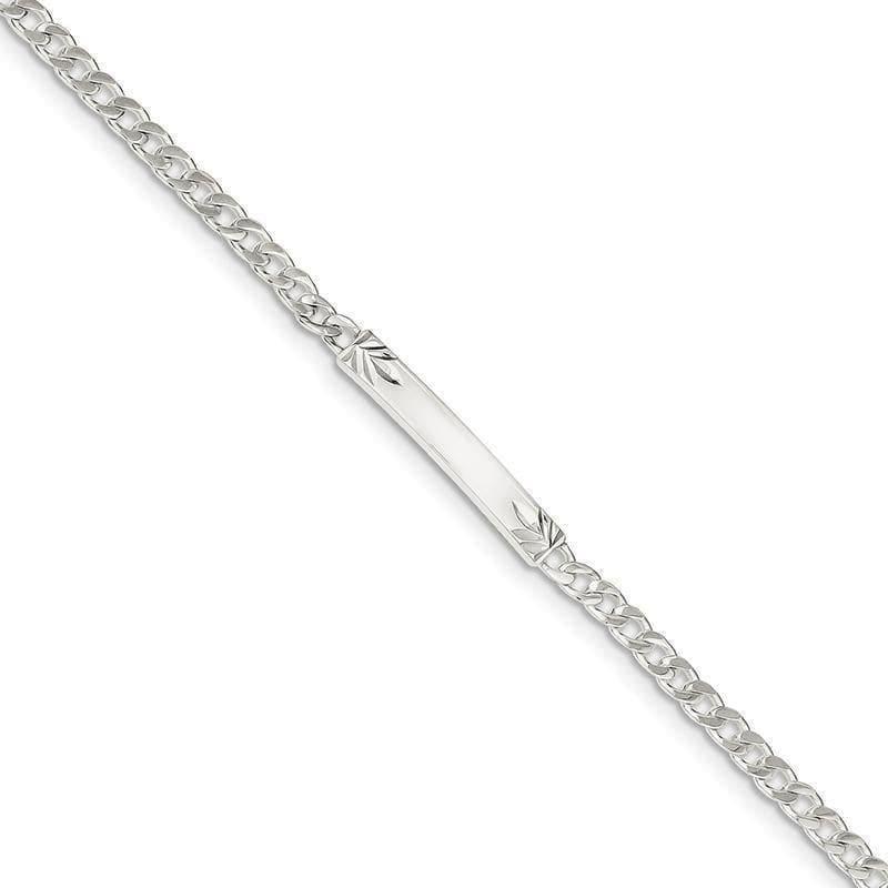 Sterling Silver Polished Engraveable Curb Link ID Bracelet - Seattle Gold Grillz