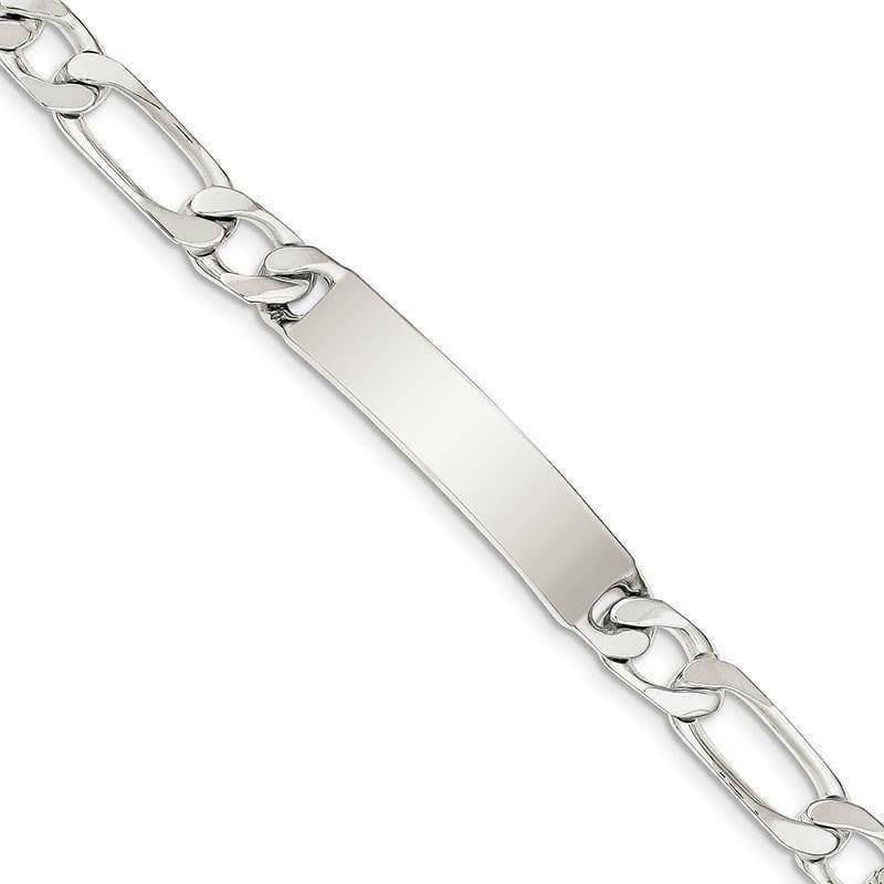 Sterling Silver Polished Engraveable Figaro Link ID Bracelet - Seattle Gold Grillz