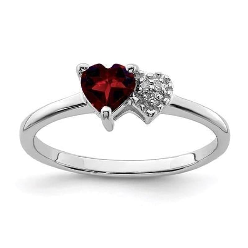 Sterling Silver Polished Garnet And Diamond Ring - Seattle Gold Grillz