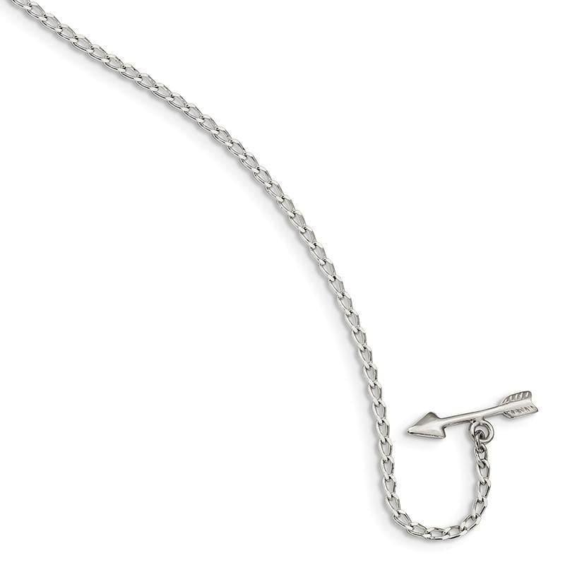 Sterling Silver Polished Heart with Arrow 7.5in Toggle Bracelet | Weight: 1.67 grams, Length: 7.5mm, Width: 1.79mm - Seattle Gold Grillz