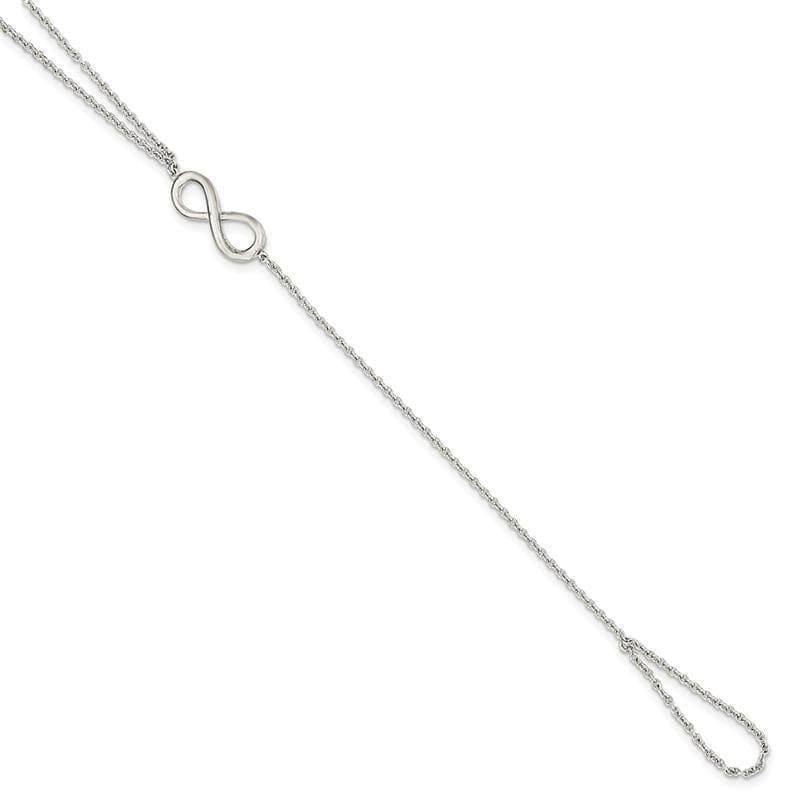 Sterling Silver Polished Infinity Symbol Attached Ring-Bracelet | Weight: 2.76 grams, Length: 7mm, Width: mm - Seattle Gold Grillz