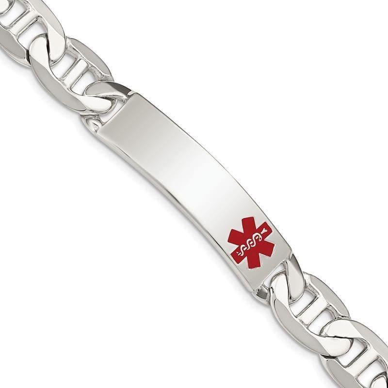 Sterling Silver Polished Medical Anchor Link ID Bracelet | Weight: 34.46 grams, Length: 41mm, Width: 12mm - Seattle Gold Grillz